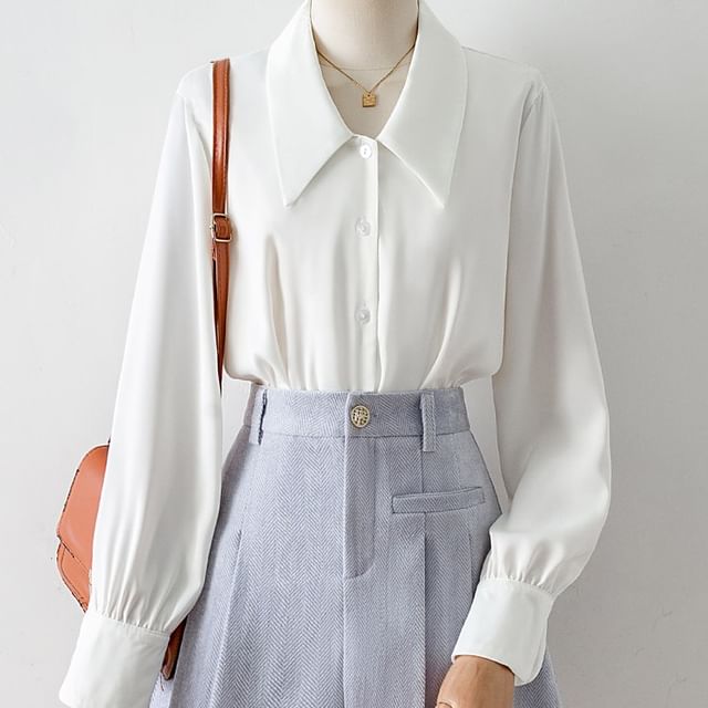 Cossita-Long-Sleeve Plain Shirt