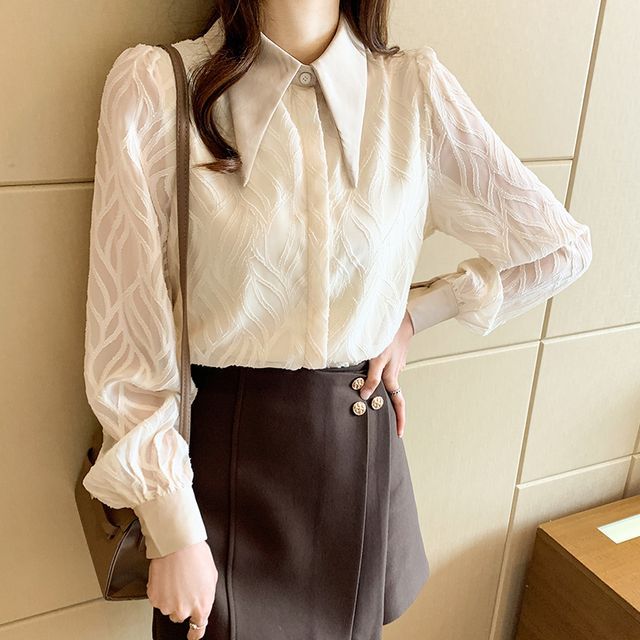 chiffon balloon sleeve blouse
