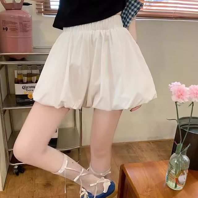 Wildfoea-High Waist Plain Shorts