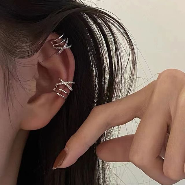 Seirios-Rhinestone Layered Ear Cuff