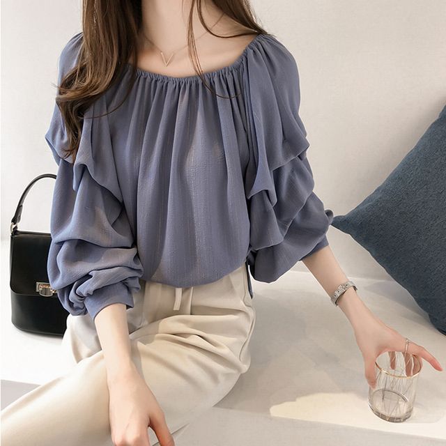 Cossita-34-Sleeve Chiffon Top