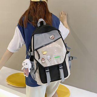 KAMELIS - Color Block PVC Panel Backpack | YesStyle