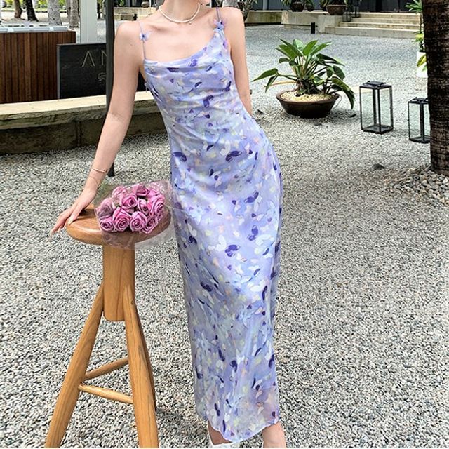 square neck spaghetti strap maxi dress