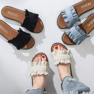 Anran-Frilled Slide Sandals
