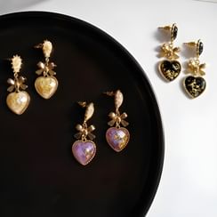 Noverkski - Resin Alloy Heart & Bow Dangle Earring Noverkski - Resin Alloy Heart & Bow Dangle Earring
