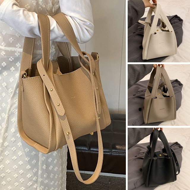 Basaran-Faux Leather Bucket Bag