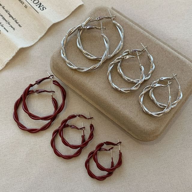 Rodiv-Twisted Alloy Open Hoop Earring Various Designs