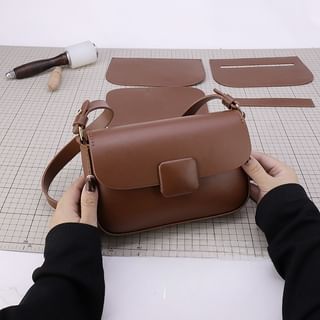 dreareal Plain Faux Leather Flap Crossbody Bag DIY Kit