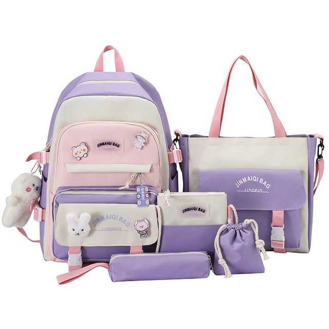 KAMELIS Set Color Block Nylon Backpack + Tote Bag + Crossbody Bag