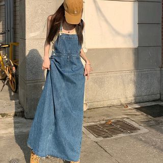 Guajillo - Maxi Denim Dungaree Dress | YesStyle