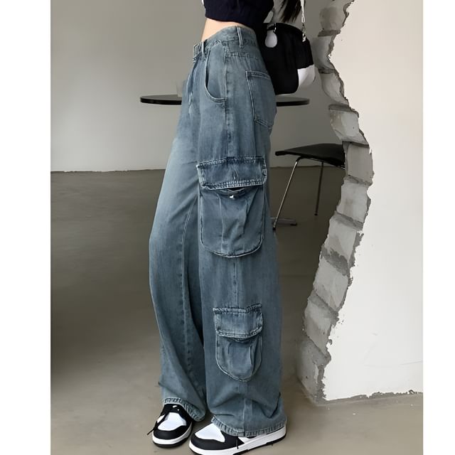 Shopherd-High Rise Wide Leg Cargo Jeans