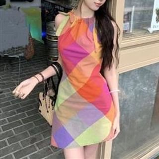 Everose-Sleeveless Color Block Mini Dress