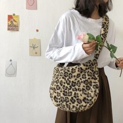 TangTangBags - Faux Shearling Leopard Print Crossbody Bag TangTangBags - Faux Shearling Leopard Print Crossbody Bag