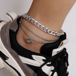 Seirios - Set of 3: Chain Anklet + Butterfly Anklet Seirios - Set of 3: Chain Anklet + Butterfly Anklet