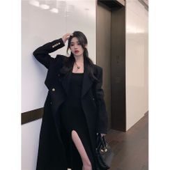 ever after - Cutout-Waist Double-Breasted Wool Coat