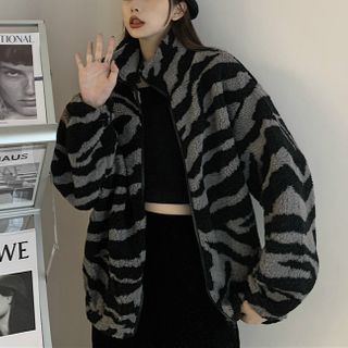 zebra print fleece jacket