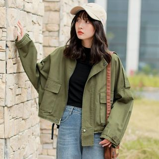 Miahynn - Cropped Cargo Jacket | YesStyle