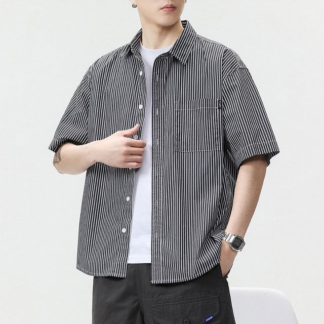 Denbush - Short-Sleeve Striped Shirt | YesStyle