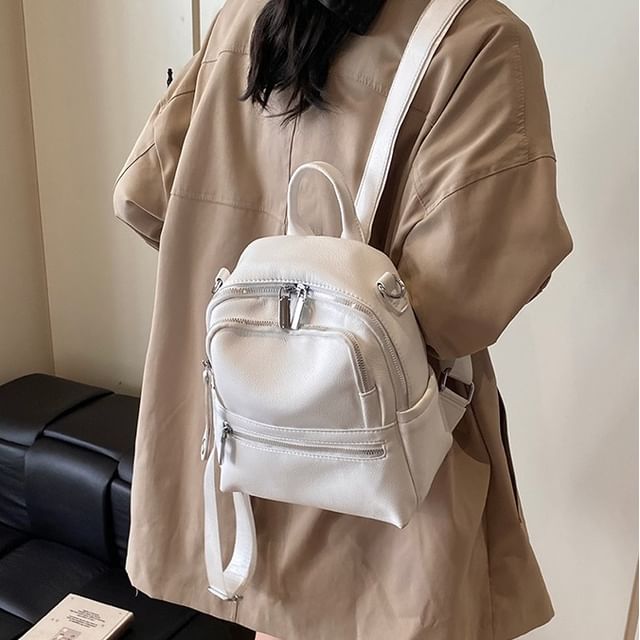Skyglow-Faux Leather Backpack