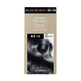 The Saem - Silk Hair Color Cream Gray Hair Cover: Hairdye 60g + Oxidizing Agent 60g (#Black)