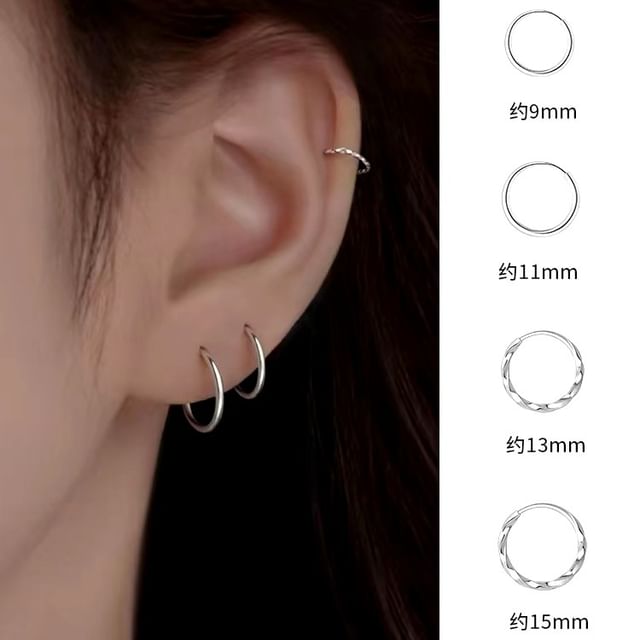 Toinianimos-S925 Sterling Silver Hoop Earring Various Designs