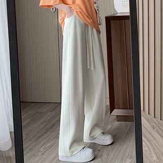 Horrysonie Elastic Waist Plain Wide Leg Sweatpants Sale