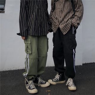 Giuliana-Striped Panel Cargo Pants