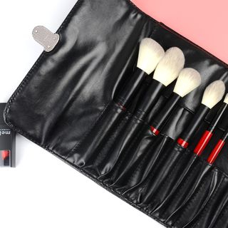 leather makeup brush case