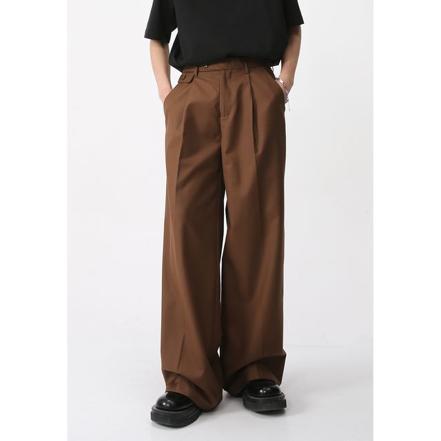 FAERIS Mid Rise Loose Fit Dress Pants YesStyle