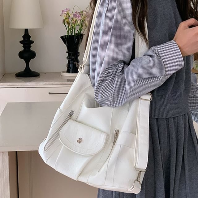 Indenis-Plain Faux Leather Backpack