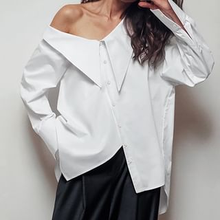 Shantaulpe One-Shoulder Plain Asymmetrical Shirt