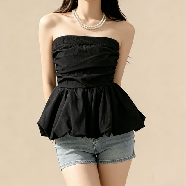 Lemongrass-Ruched Bubble Tube Top