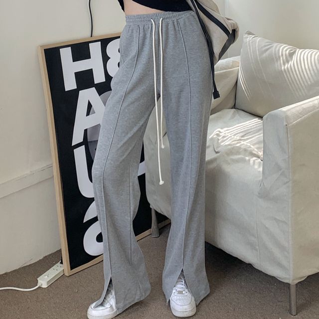 Grey Sweatpants Thin Summer Casual Wide Leg Long Pants for Girls