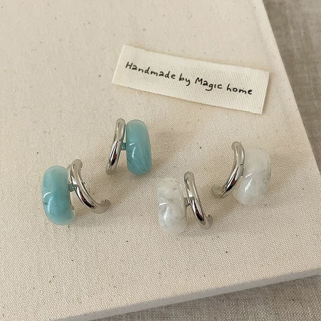 Panda Dama-Layered Alloy Resin Open Hoop Earring