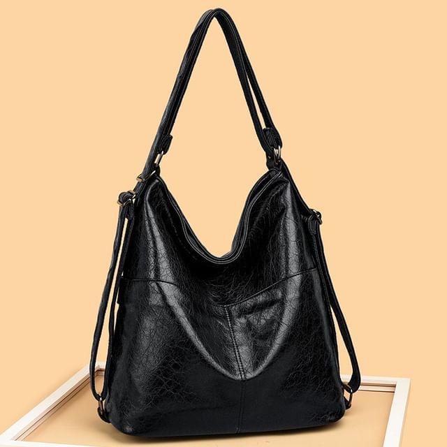 Mayanne-Faux Leather Plain Backpack