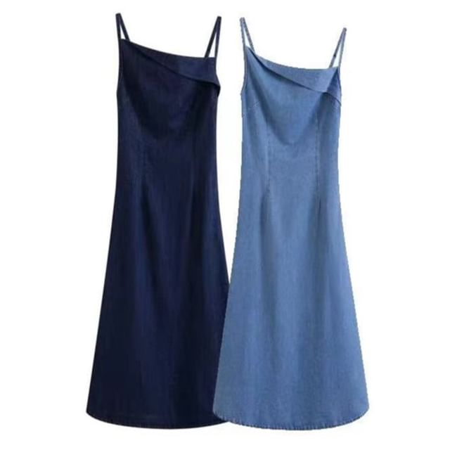 Avauntgardo - Spaghetti Strap Denim A-Line Midi Dress | YesStyle