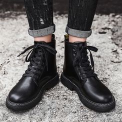 HANO - Faux Leather Lace-Up Short Boots HANO - Faux Leather Lace-Up Short Boots