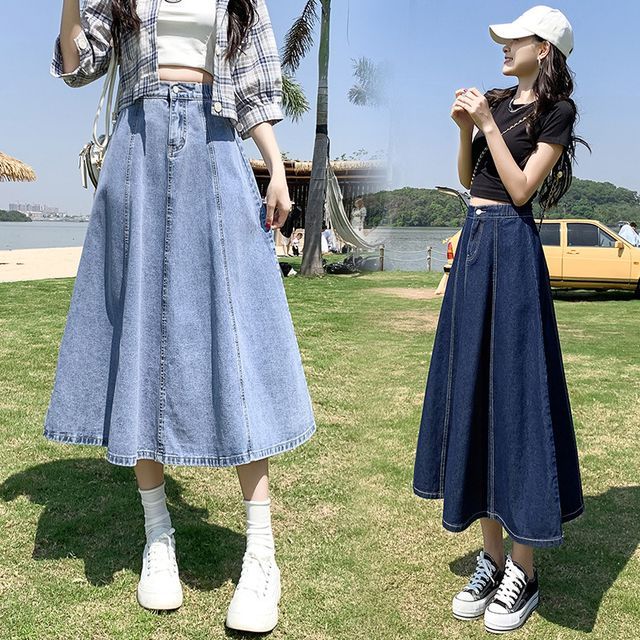 Denim Yesstyle A Line Skirt Astarte Denim Midi A-Line Skirt YesStyle