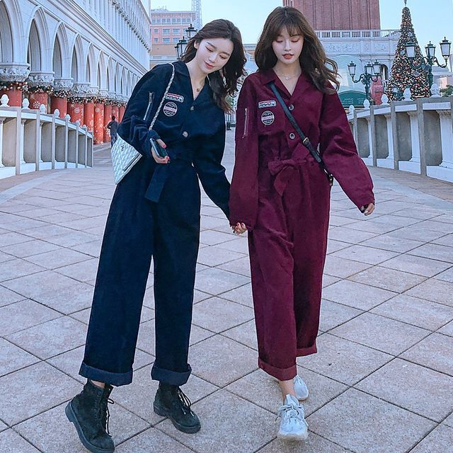 long sleeve corduroy jumpsuit