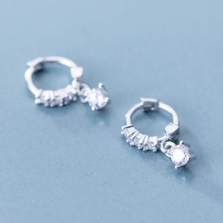 A-ROCH-Pendientes de gota con pedrería en plata de primera ley