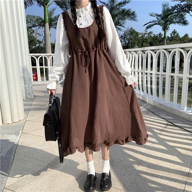lace trim jumper dress