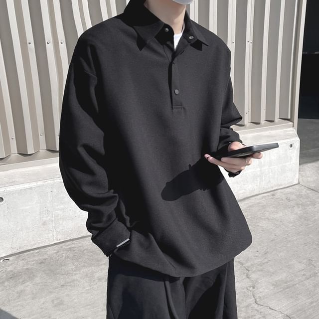 Lorencho-Long-Sleeve Plain Overhead Shirt