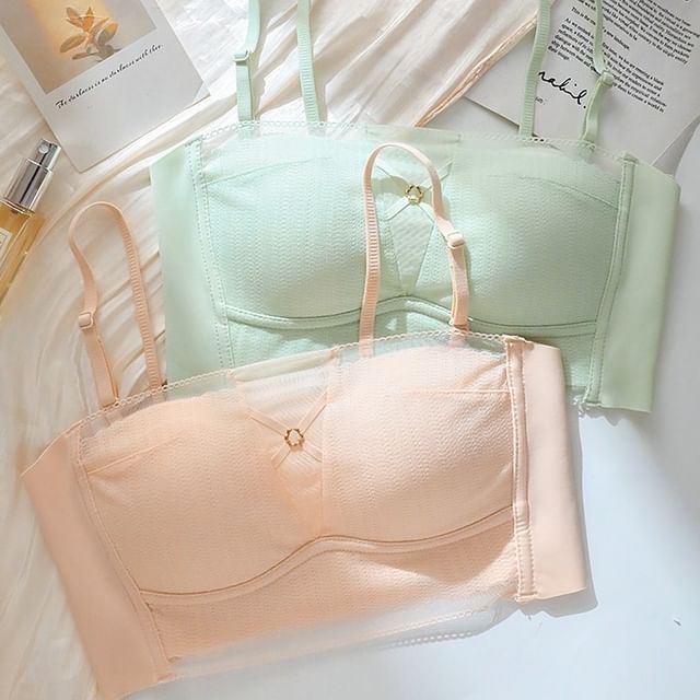 Gecko-Set of 2 Plain Mesh Panel Wireless Bra