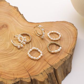 Agape - Set Of 3: Faux Pearl Ring