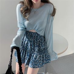 Alfie - 純色長袖T裇 / 碎花高腰半身裙 Alfie - 純色長袖T裇 / 碎花高腰半身裙