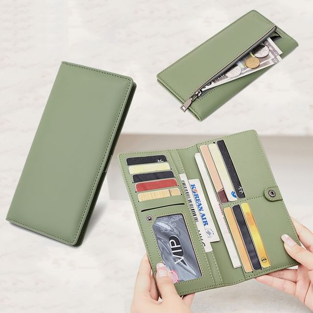 tablarosa-Faux Leather PVC Panel Bifold Wallet