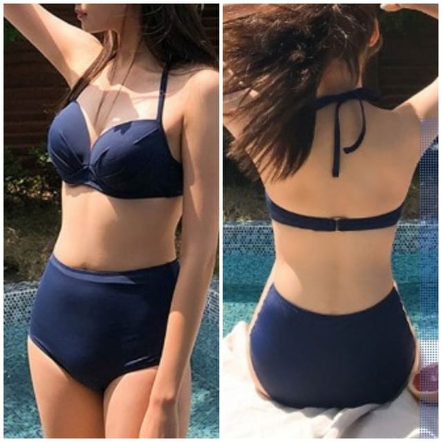 halter top bikini high waisted