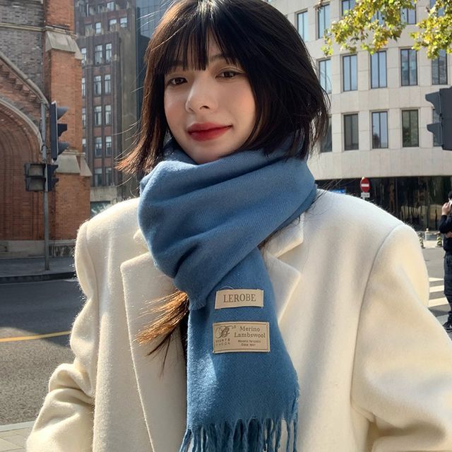 Pompabee-Plain Fringed Scarf
