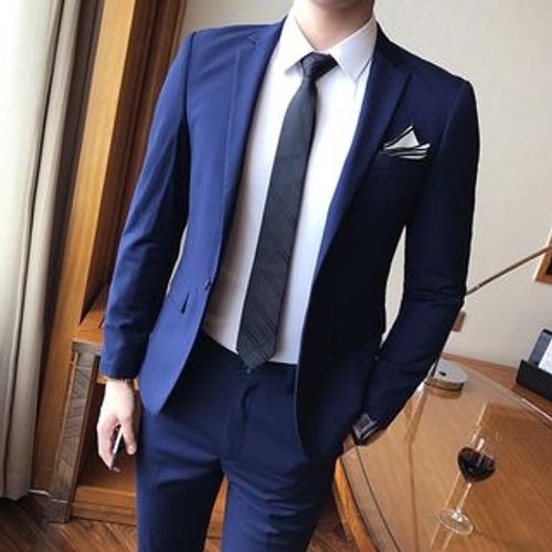 Besto - Suit Set: Plain Blazer + Dress Pants | YesStyle