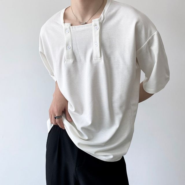 Patow-Short-Sleeve Plain T-Shirt